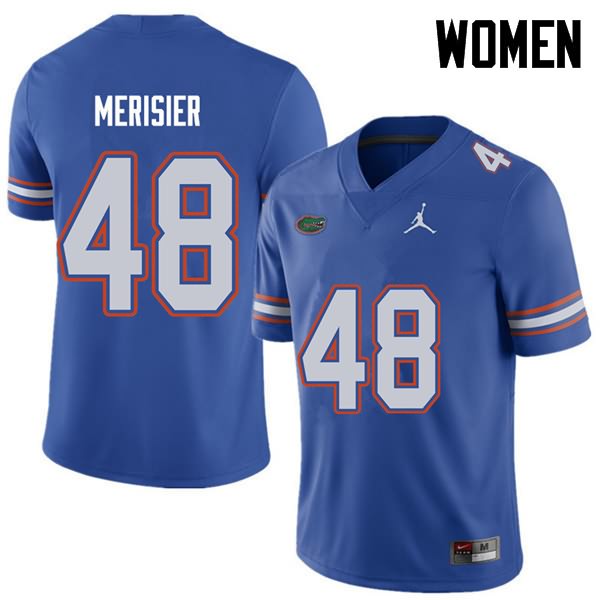 Women's NCAA Florida Gators Edwitch Merisier #48 Stitched Authentic Jordan Brand Royal College Football Jersey MWI6765RP